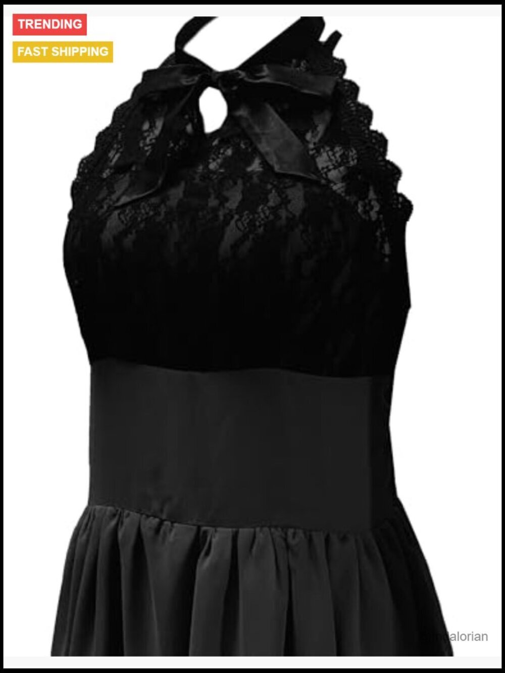 Sleeveless Gothic Lace Dress with Corset Halter Swing Cocktail - Picture 6 of 6